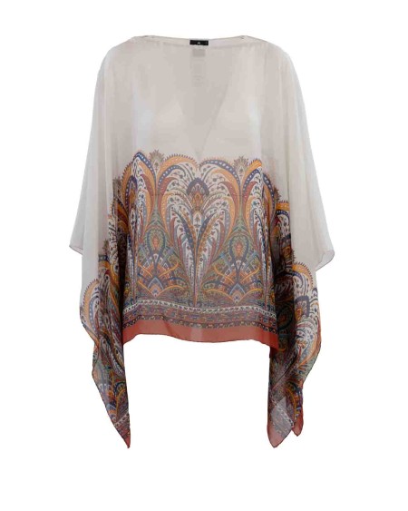 Shop ETRO  Poncho: Etro poncho in seta.
Poncho in crêpe de chine di seta, decorato da una stampa Paisley.
100% seta.
Fabbricato in Italia.. WRJA0027 AK027-X0800